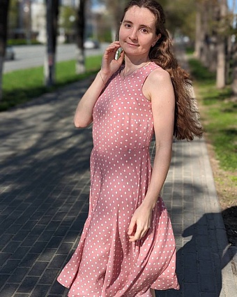 Платье из штапеля в горох