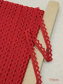 Кружево цв.красный, ш.10мм, хлопок-90%, п/э-10%, рис.075/16