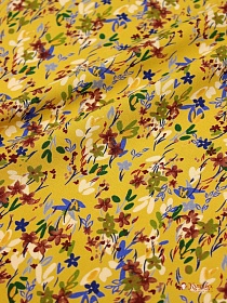 Штапель Премиум "Душистый цвет" цв.горчичный, ш.1.40м, вискоза-100%, 117гр/м.кв