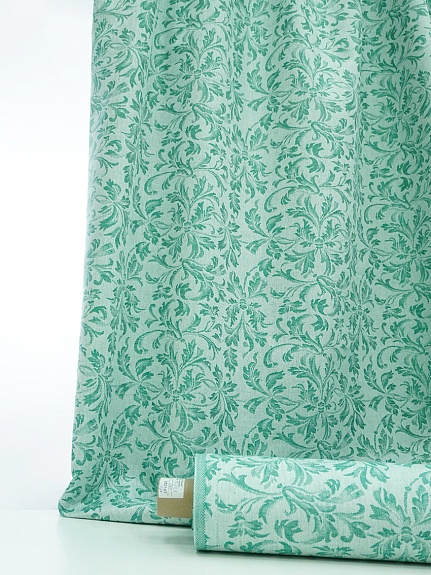 Полульняной жаккард "Перепев" цв.нефритовый, ш.1.6м, лен-50%, хлопок-50%, 210гр/м.кв