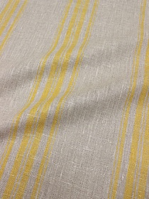 Холст полотенечный "Желтые полосы на льняном", ш.0.5м, лен-100%, 240гр/м.кв