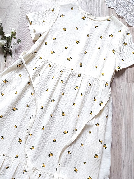 Платье из муслина "Абрикосики" 