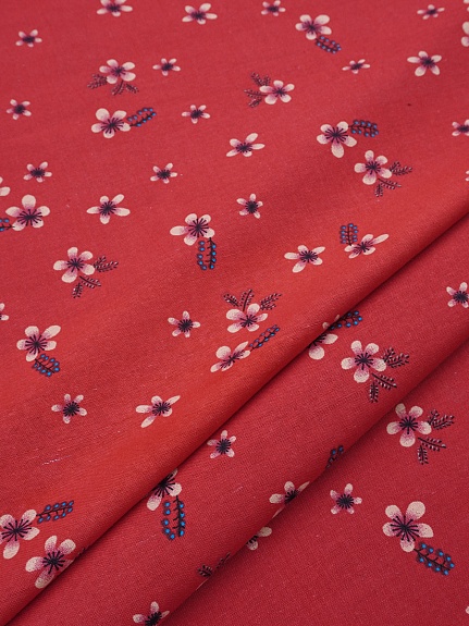 Хлопколен "Марта" цв.красный, СОРТ2, ш.1.5м, лен-20%, хлопок-80%, 145гр/м.кв