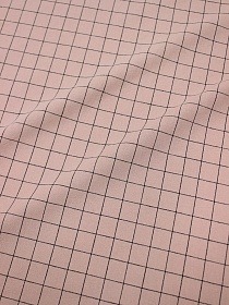 Вареный (стираный) хлопок "Черная клетка (1.8*1.7см)" цв.винтажный бежево-розовый , ш.2.5м, хл-100%