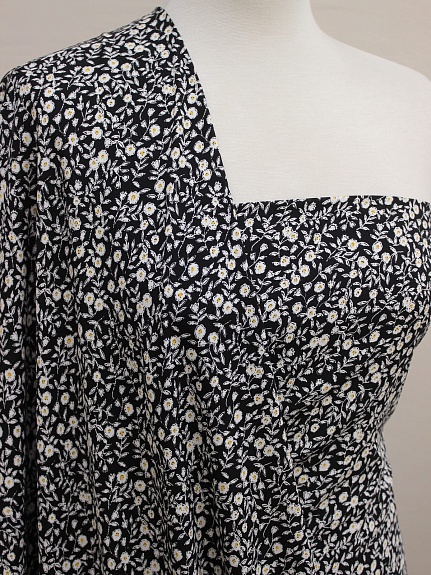 Штапель "Лёгкость" цв. черный, ш.1.44м, вискоза-100%, 110гр/м.кв