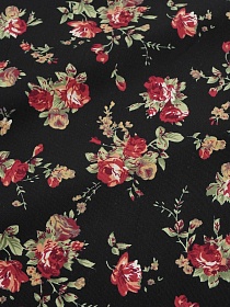 Микровельвет "Крупные розы" цв.черный, СОРТ2, ш.1.1м, хлопок-100%, 125гр/м.кв