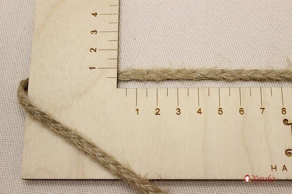 Тесьма плетеная Косичка, 4мм, джут-100%