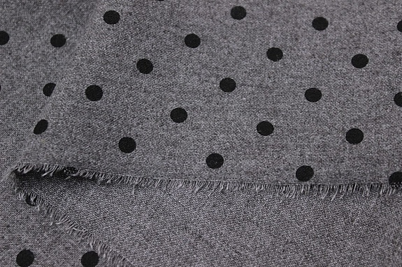 Теплый хлопок меланж "Черный горох (6мм)" цв.мокрый асфальт, ш.1.5м, хл-60%, п/э-40%, 150гр/м.кв