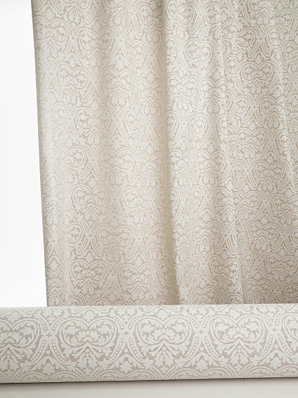 Полулен "Белый орнамент" (на суровом), ш.1.5м, лен-30%, хлопок-70%, 155гр/м.кв