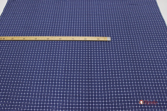 Фланель "Темно-синяя клетка на сером", ш.1.5м, хлопок-100%,180гр/м.кв