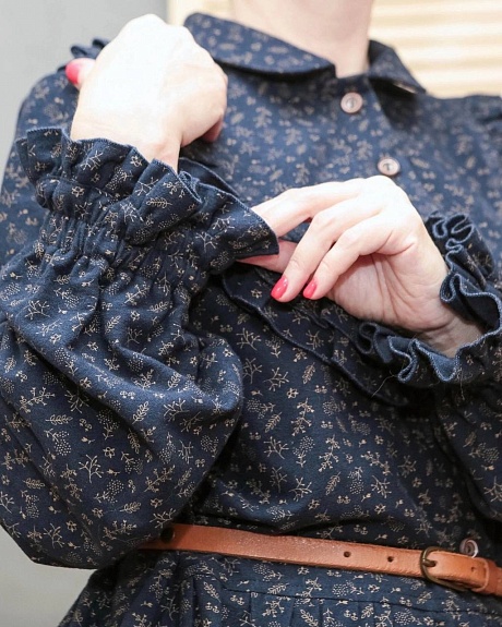 Платье из теплого хлопка "Мелкая ботаника"