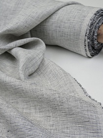 Лен сорочечный пестротканый с умягчением "Узкая черная полоска", ш.1.5м, лен-100%, 130гр/м.кв