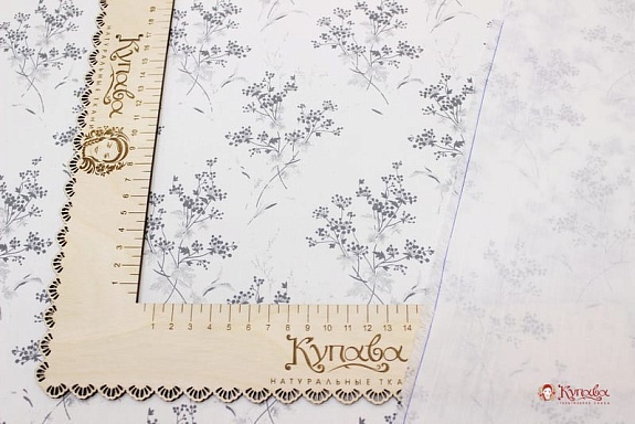 Плательный хлопок "Рута душистая" цв.серый, ш.1.5м, хлопок-100%, 115гр/м.кв