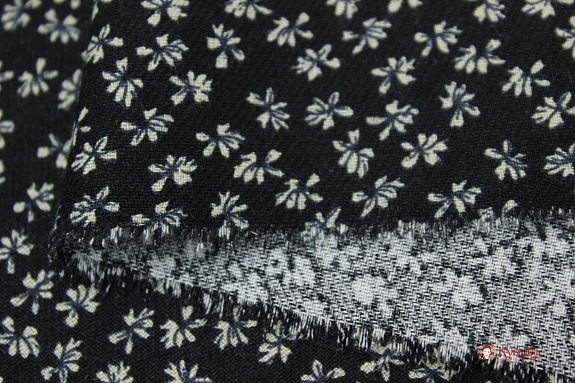 Плательный хлопок "Воздушные лютики" цв.черный, ш.1.45м, хлопок-100%, 140гр/м.кв