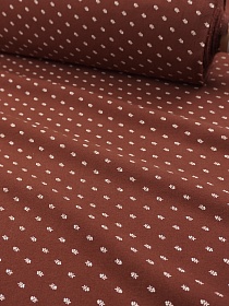 Теплый хлопок "Мелкие белые веточки" цв.бордовый с терракотовым оттенком, ш.1.5м, хлопок-100%, 150гр/м.кв