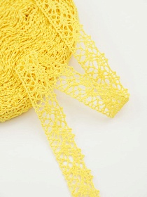 Кружево цв.желтый, ш.20мм, хлопок-90%, п/э-10%, 10м, рис.015/29