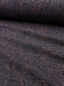 Хлопколен "Кружевной след" цв.чернильно-синий, ш.1.5м, лен-20%, хлопок-80%, 170гр/м.кв