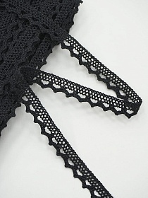 Кружево цв.черный, ш.10мм, хлопок-90%, п/э-10%, 10м, рис.075/26