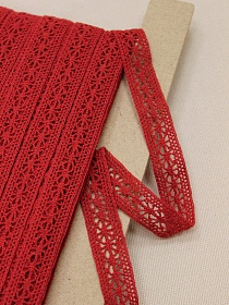 Кружево цв.красный, ш.15мм, хлопок-90%, п/э-10%, рис.099/16