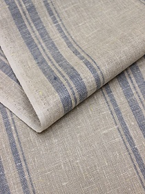 Холст полотенечный "Серо-синие полосы на льняном", ш.0.5м, лен-100%, 240гр/м.кв