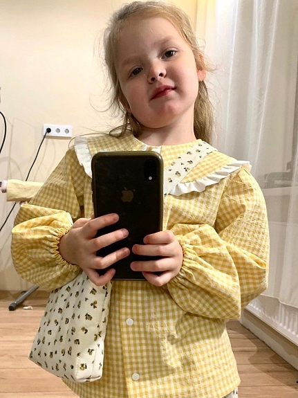 Детская рубашка из вареного хлопка в желтом цвете