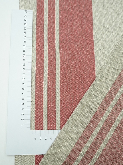 Холст-дорожка "Бордовые полосы" (на суровом), ш.0.55м, лен-30%, хлопок-70%, 270гр/м.кв