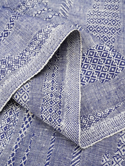 Полульняной жаккард "Импрессия" цв.синий, ш.1.5м, лен-59%, хлопок-41%, 200гр/м.кв