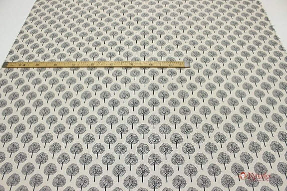 Полулен "Темно-серые деревья" (на суровом), ш.1.52м, лен-40%, хлопок-40%, п/э-20, 170гр/м.кв