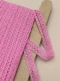 Кружево цв.розовый-2, ш.16мм, хлопок-90%, п/э-10%