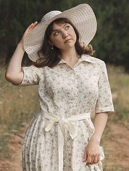 Платье из Сатина "Набойка - букетики"