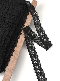 Кружево цв.черный, ш.35мм, хлопок-90%, п/э-10%, рис.199/26