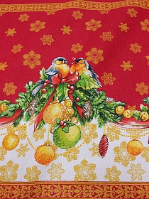 Мерный лоскут (ткань в отрезах) - Рогожка "Рождество" цв.красно-малиновый, ш.1.5м, хлопок-100%