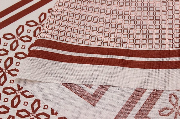 Ситец Крой носовых платков "Дамиан" цв.т.терракотовый, ш.1.35м, хлопок-100%, раппорт 63,5см