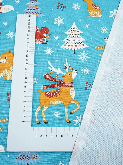 Рогожка "Зимняя сказка" цв.пыльно-бирюзовый,  ш.1.5м, хлопок-100%, 180гр/м.кв