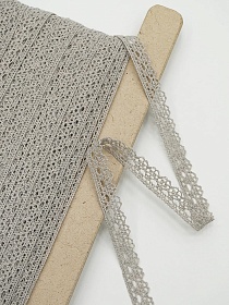 Кружево цв.серо-бежевый с оливковым оттенком, ш.12мм, хлопок-90%, п/э-10%, рис.071/5