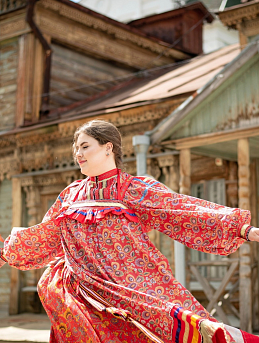 Реплика костюма села Жокино Михайловского уезда Рязанской губернии из поплина "Павушка"