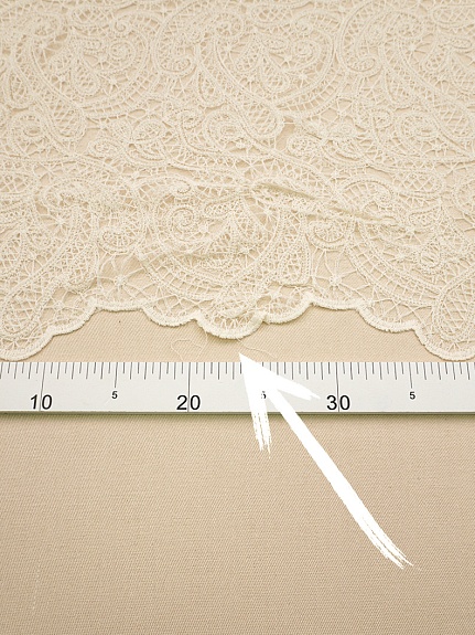 Кружевное полотно "Милада" (фестон с 2х ст.)  цв.кремовый, ш.1.3м, СОРТ2, хл-80%, нейлон-20%