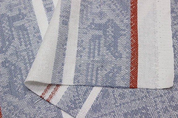 Холст полотенечный жаккард "Вышивка" цв.серо-голубой, ш.0.5м, лен-30%, хл-70%