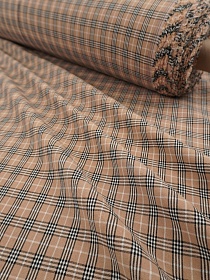 Вареный (стираный) хлопок "Мелкая клетка Барбери" цв.песочный, ш.2,5м, хл-100%, 110гр/м.кв