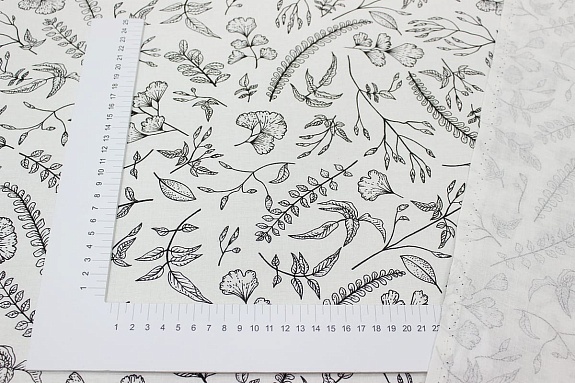 Полулен "Душистые травы на белом", ш.1.5м, лен-30%, хлопок-70%, 147гр/м.кв