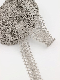 Кружево цв.серо-бежевый с оливковым оттенком, ш.19мм, хлопок-90%, п/э-10%, 10м, рис.047/5