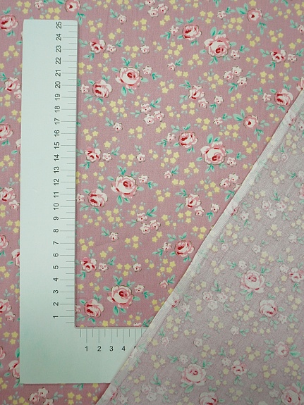 Сатин "Нежная розочка" цв.розово-сиреневый флер, ш.1.6м, хлопок-100%, 110гр/м.кв