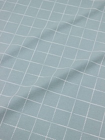 Теплый хлопок "Клетка-пунктир" цв.светло-голубой мох, ш.1.48м, хлопок-100%, 160гр/м.кв