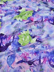 Мерный лоскут (ткань в отрезах) - Штапель Премиум (Digital) "Розали" цв.синий, ш.1.45м, виск-100%