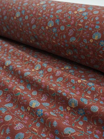 Хлопколен "Чудный вьюнок" цв.коричнево-красный, СОРТ2, ш.1.5м, лен-20%, хлопок-80%, 170гр/м.кв