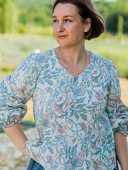 Блуза из полульна "Гранатовое настроение"