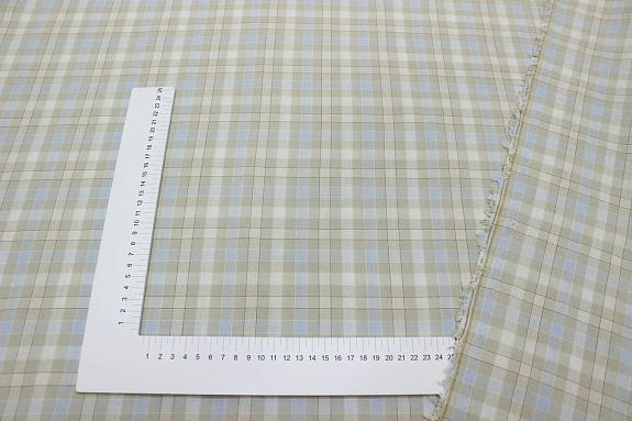 Вареный (стираный) хлопок "Клетка" цв.нежная фисташковая пастель, ш.2.5м, хл-100%, 125гр/м.кв