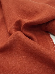Лен костюмный с эффектом мятости цв.Терракотовый, ш.1.45м, лен-100%, 190гр/м.кв