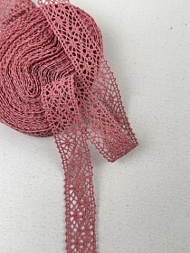 Кружево цв.дымчатая роза, ш.27мм, хлопок-90%, п/э-10%, 10м, рис.101/12