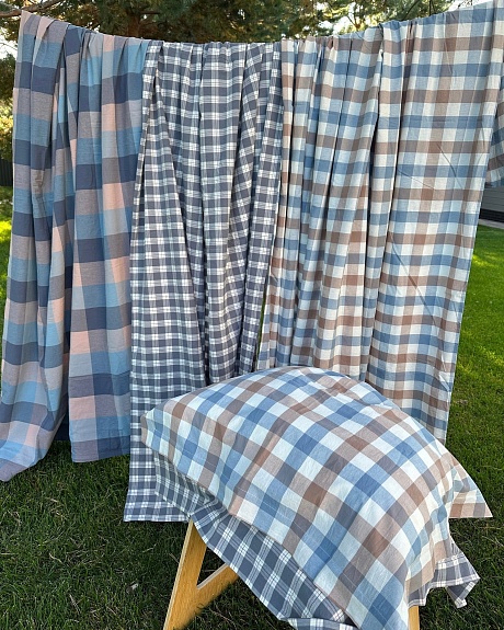 Комплекты постельного белья из вареного хлопка "Клетка"*